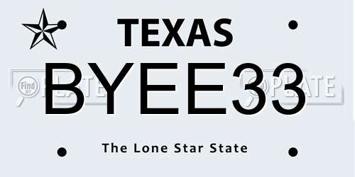 BYEE33 Texas License Plate