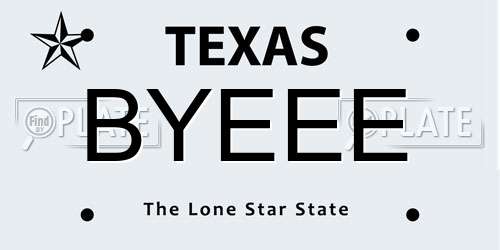 BYEEE Texas License Plate