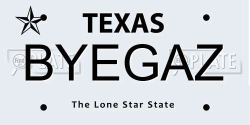 BYEGAZ Texas License Plate