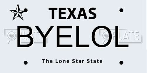 BYELOL Texas License Plate