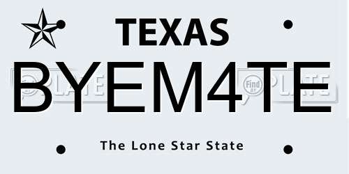 BYEM4TE Texas License Plate