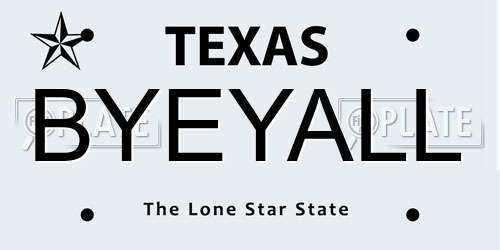 BYEYALL Texas License Plate