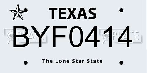 BYF0414 Texas License Plate