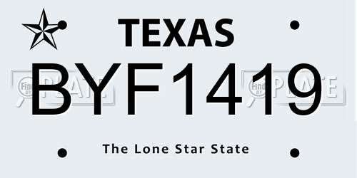 BYF1419 Texas License Plate