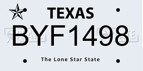 BYF1498 Texas License Plate