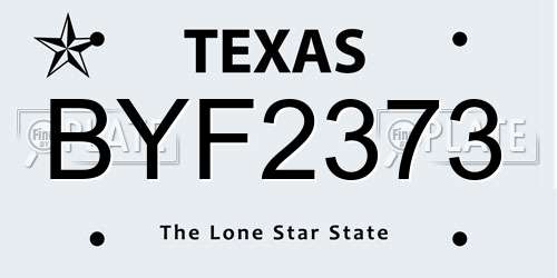 BYF2373 Texas License Plate