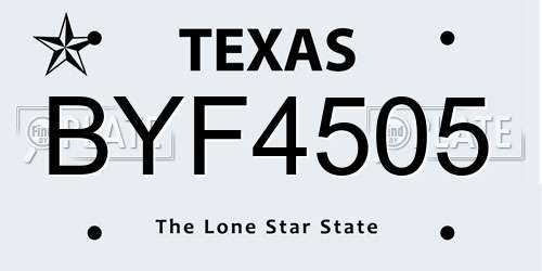 BYF4505 Texas License Plate