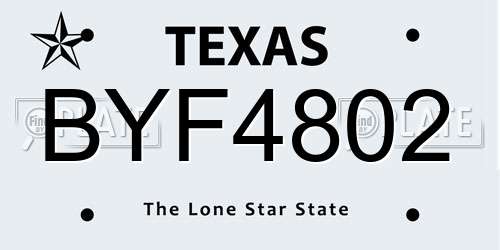 BYF4802 Texas License Plate