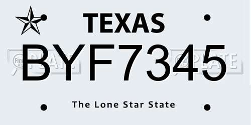 BYF7345 Texas License Plate