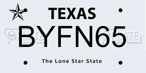 BYFN65 Texas License Plate
