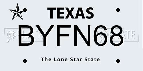 BYFN68 Texas License Plate