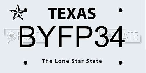 BYFP34 Texas License Plate