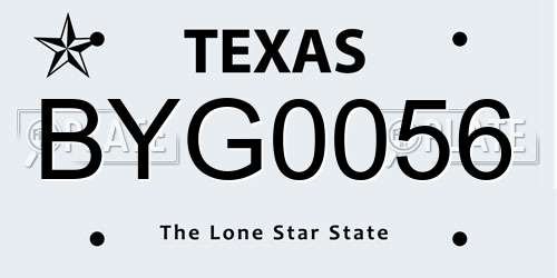BYG0056 Texas License Plate