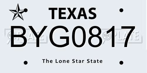 BYG0817 Texas License Plate