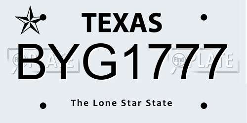 BYG1777 Texas License Plate