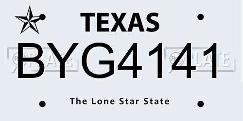 BYG4141 Texas License Plate