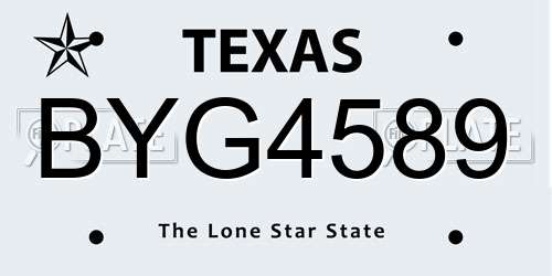BYG4589 Texas License Plate