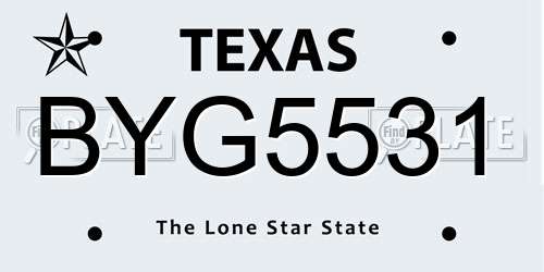 BYG5531 Texas License Plate