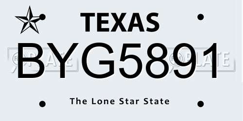 BYG5891 Texas License Plate
