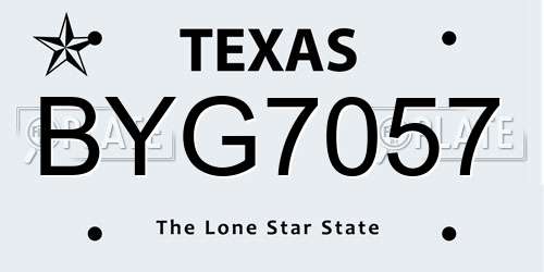 BYG7057 Texas License Plate