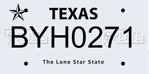 BYH0271 Texas License Plate