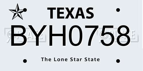 BYH0758 Texas License Plate