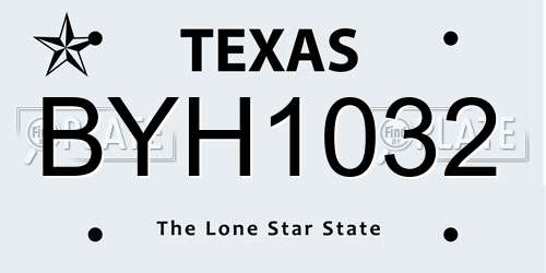 BYH1032 Texas License Plate