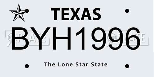 BYH1996 Texas License Plate