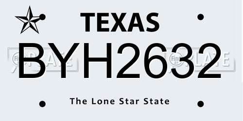 BYH2632 Texas License Plate