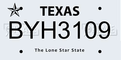 BYH3109 Texas License Plate