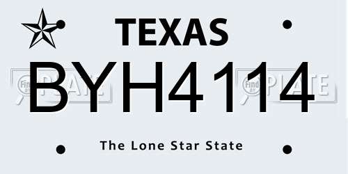 BYH4114 Texas License Plate