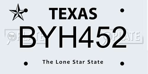 BYH452 Texas License Plate