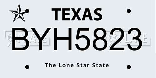 BYH5823 Texas License Plate