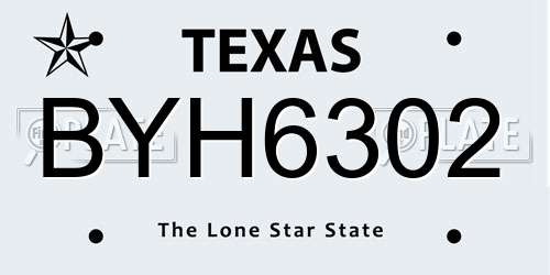BYH6302 Texas License Plate