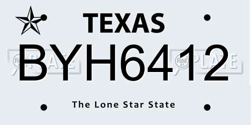 BYH6412 Texas License Plate