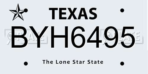 BYH6495 Texas License Plate