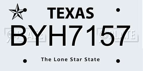 BYH7157 Texas License Plate