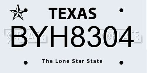 BYH8304 Texas License Plate