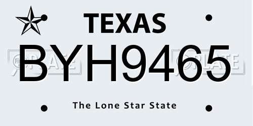 BYH9465 Texas License Plate