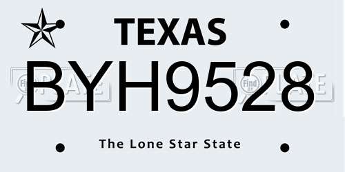 BYH9528 Texas License Plate