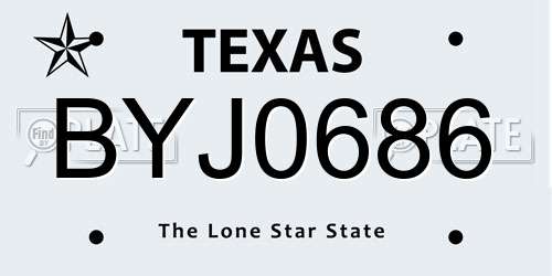 BYJ0686 Texas License Plate