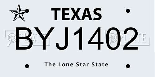 BYJ1402 Texas License Plate