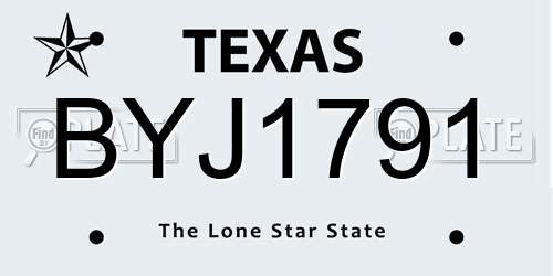 BYJ1791 Texas License Plate