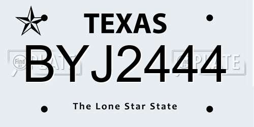 BYJ2444 Texas License Plate