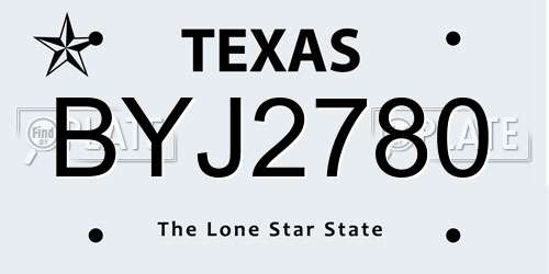 BYJ2780 Texas License Plate