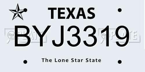 BYJ3319 Texas License Plate