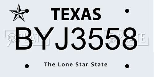 BYJ3558 Texas License Plate