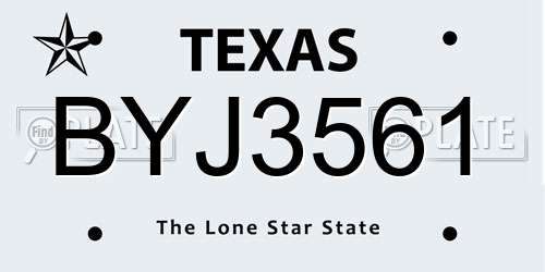 BYJ3561 Texas License Plate