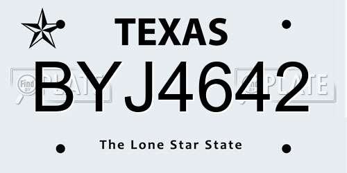 BYJ4642 Texas License Plate