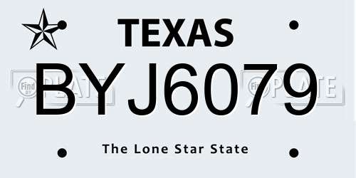 BYJ6079 Texas License Plate